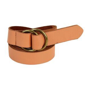 LOFT TAN BROWN GENUINE LEATHER 1 1/8"Wd DOUBLE RINGS CASUAL DRESS BELT Sz M (A5